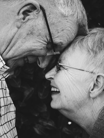 Picture of a senior couple smiling at one another